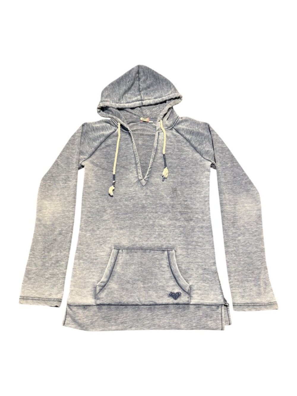 Roxy y2k Women’s V-Neck Hooded Sweatshirt Sz M Gray Check Desc